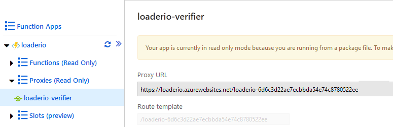 Loader Verifier Proxy in the Azure Portal