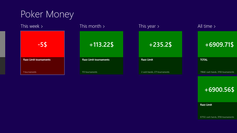 Poker Money app on Windows 8