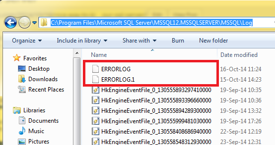 SQL Server error log
