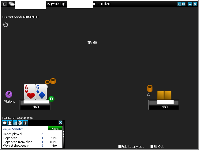 Poker table screenshot