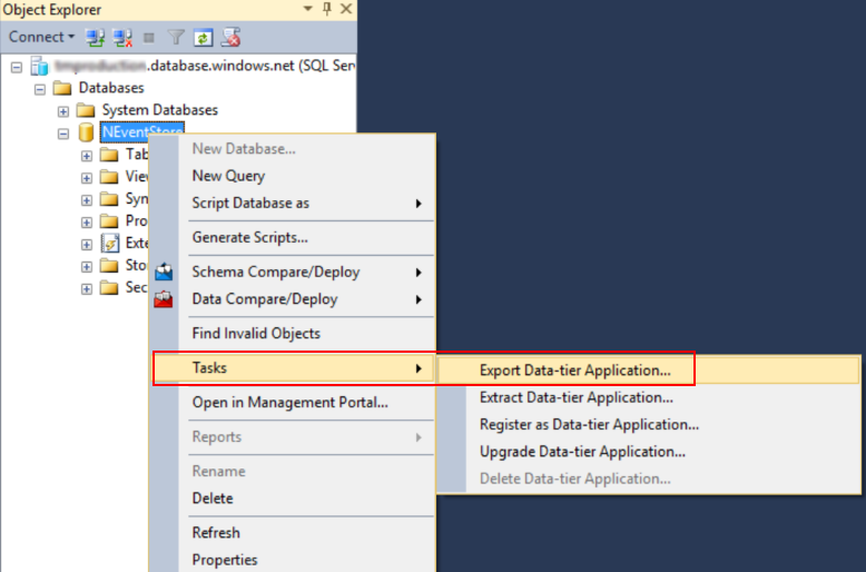 Export Data Tier Application