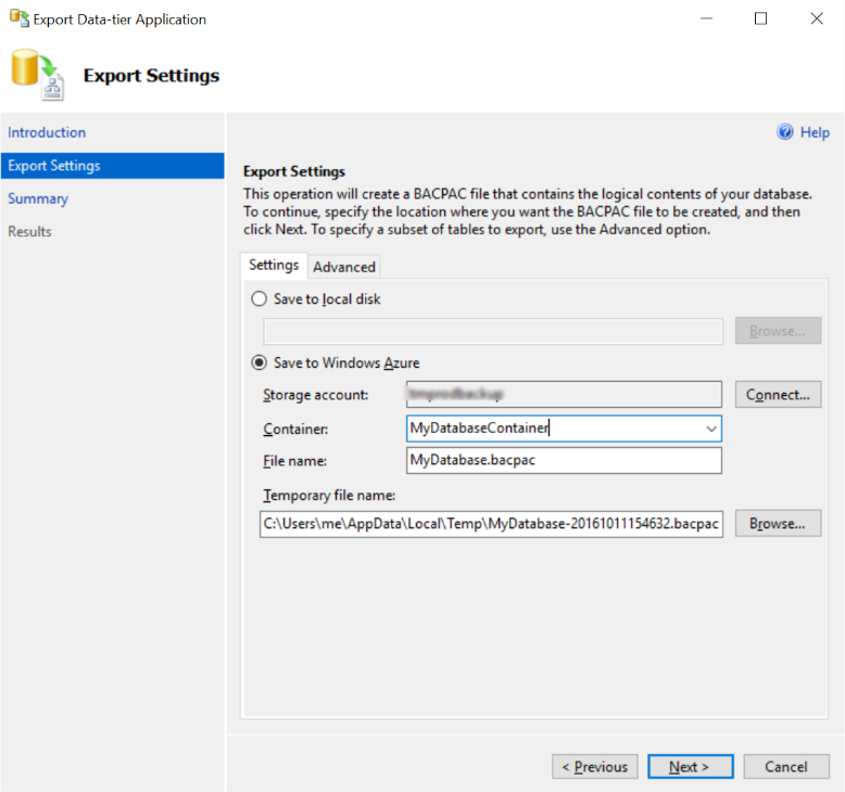 Export Settings