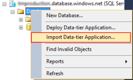 Import Data Tier Application